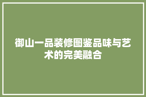 御山一品装修图鉴品味与艺术的完美融合 施工管理