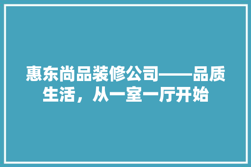 惠东尚品装修公司——品质生活，从一室一厅开始