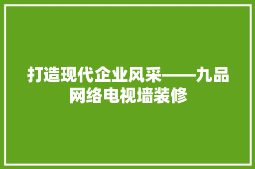 打造现代企业风采——九品网络电视墙装修