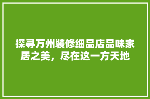 探寻万州装修细品店品味家居之美，尽在这一方天地