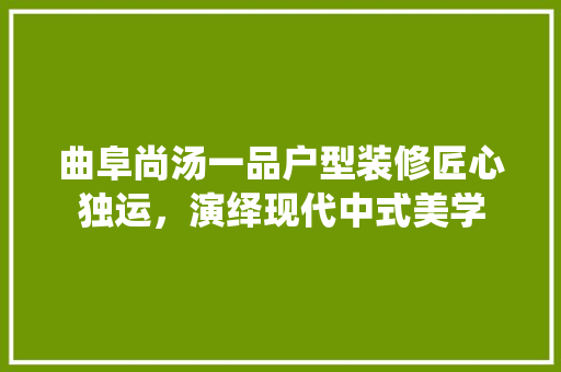曲阜尚汤一品户型装修匠心独运，演绎现代中式美学