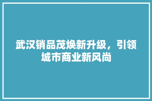武汉销品茂焕新升级，引领城市商业新风尚
