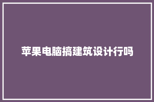 苹果电脑搞建筑设计行吗 施工工艺