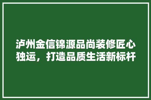 泸州金信锦源品尚装修匠心独运，打造品质生活新标杆