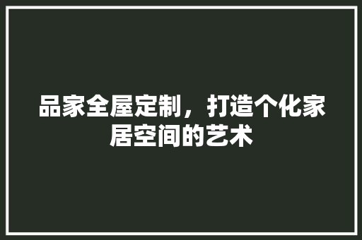 品家全屋定制，打造个化家居空间的艺术