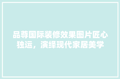 品尊国际装修效果图片匠心独运，演绎现代家居美学