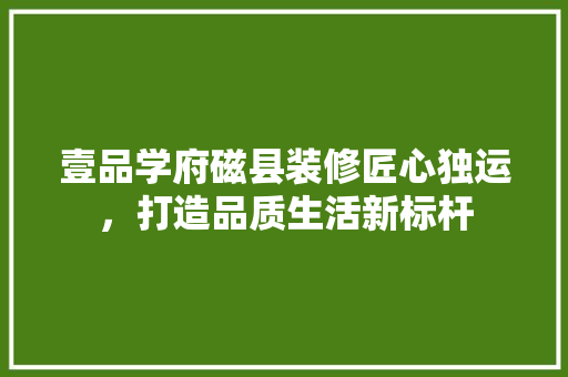 壹品学府磁县装修匠心独运，打造品质生活新标杆