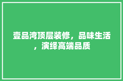 壹品湾顶层装修，品味生活，演绎高端品质