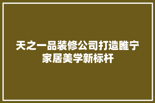 天之一品装修公司打造睢宁家居美学新标杆
