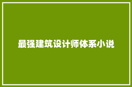 最强建筑设计师体系小说 施工管理