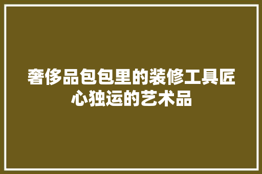 奢侈品包包里的装修工具匠心独运的艺术品 住宅建筑设计