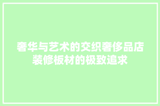 奢华与艺术的交织奢侈品店装修板材的极致追求