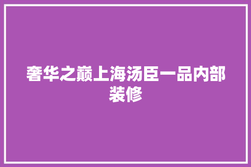 奢华之巅上海汤臣一品内部装修