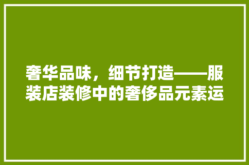 奢华品味，细节打造——服装店装修中的奢侈品元素运用 建筑法规