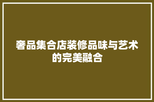 奢品集合店装修品味与艺术的完美融合