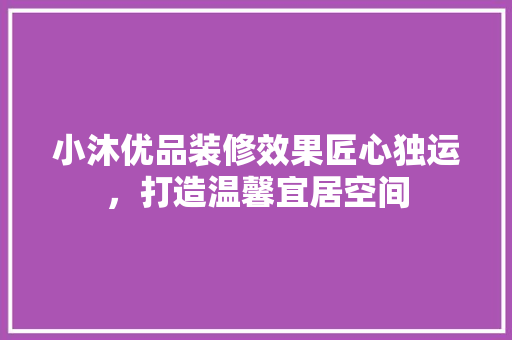 小沐优品装修效果匠心独运，打造温馨宜居空间