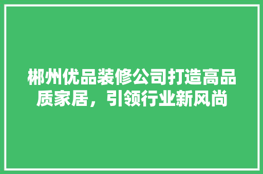 郴州优品装修公司打造高品质家居，引领行业新风尚 工艺流程
