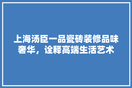 上海汤臣一品瓷砖装修品味奢华，诠释高端生活艺术