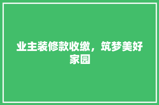 业主装修款收缴，筑梦美好家园 建筑设计