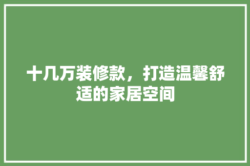 十几万装修款，打造温馨舒适的家居空间