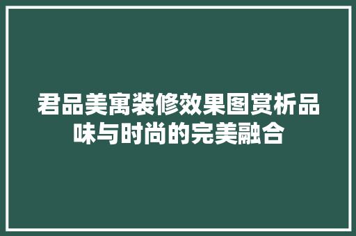 君品美寓装修效果图赏析品味与时尚的完美融合