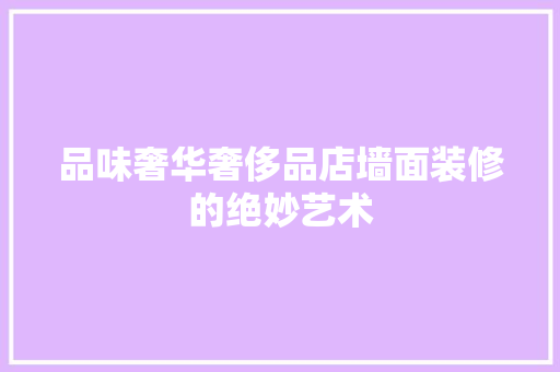 品味奢华奢侈品店墙面装修的绝妙艺术