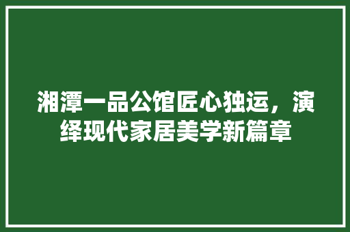 湘潭一品公馆匠心独运，演绎现代家居美学新篇章