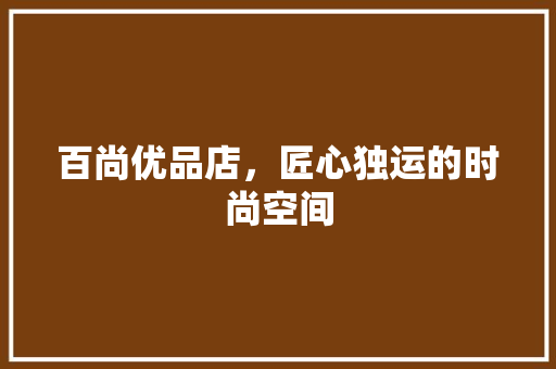 百尚优品店，匠心独运的时尚空间