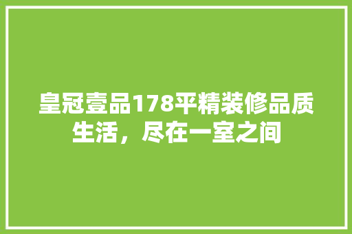 皇冠壹品178平精装修品质生活，尽在一室之间