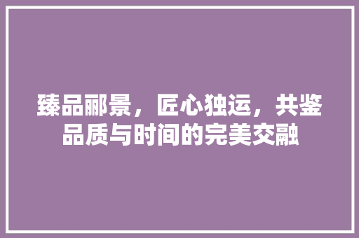 臻品郦景，匠心独运，共鉴品质与时间的完美交融 常用设备
