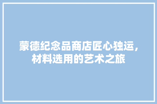 蒙德纪念品商店匠心独运，材料选用的艺术之旅