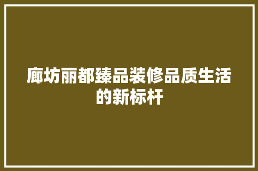 廊坊丽都臻品装修品质生活的新标杆 工艺流程