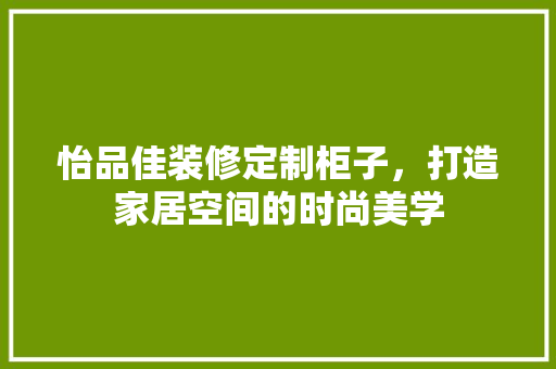 怡品佳装修定制柜子，打造家居空间的时尚美学