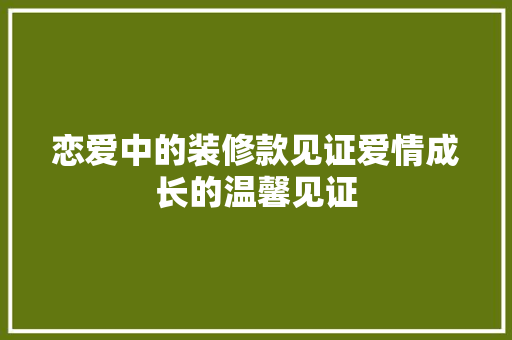 恋爱中的装修款见证爱情成长的温馨见证