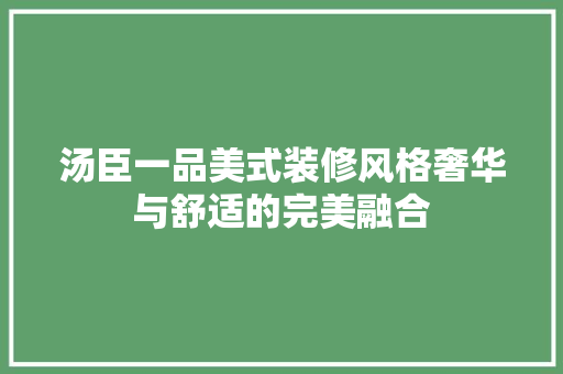 汤臣一品美式装修风格奢华与舒适的完美融合 常用设备