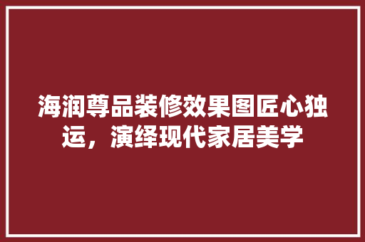 海润尊品装修效果图匠心独运，演绎现代家居美学