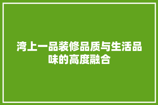 湾上一品装修品质与生活品味的高度融合 施工技术
