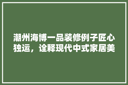 潮州海博一品装修例子匠心独运，诠释现代中式家居美学