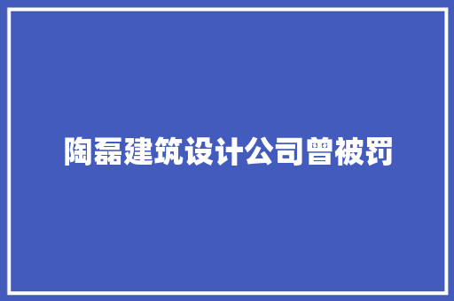 陶磊建筑设计公司曾被罚 常用设备