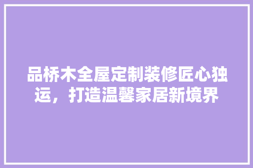 品桥木全屋定制装修匠心独运，打造温馨家居新境界