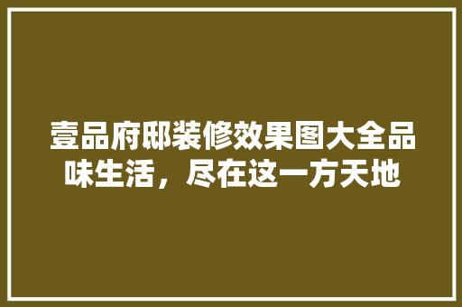 壹品府邸装修效果图大全品味生活，尽在这一方天地