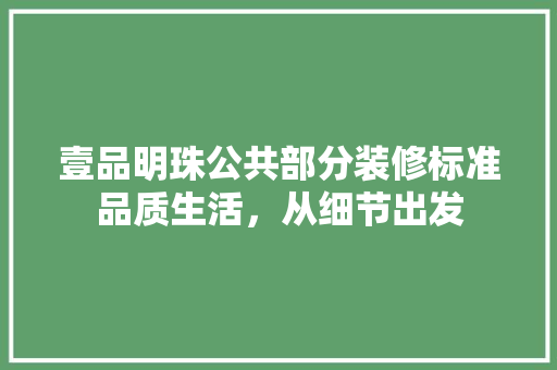 壹品明珠公共部分装修标准品质生活，从细节出发