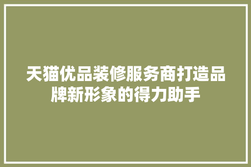 天猫优品装修服务商打造品牌新形象的得力助手 常用建材