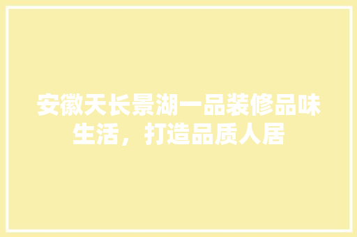 安徽天长景湖一品装修品味生活，打造品质人居