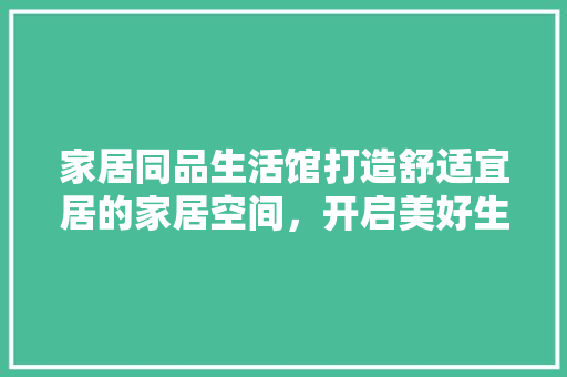家居同品生活馆打造舒适宜居的家居空间，开启美好生活新篇章