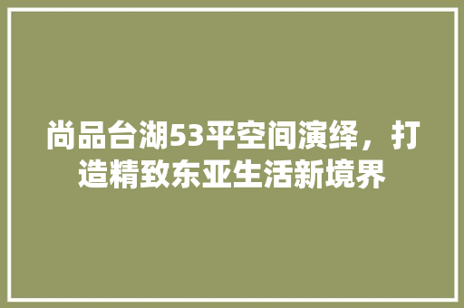 尚品台湖53平空间演绎，打造精致东亚生活新境界