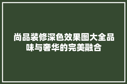 尚品装修深色效果图大全品味与奢华的完美融合