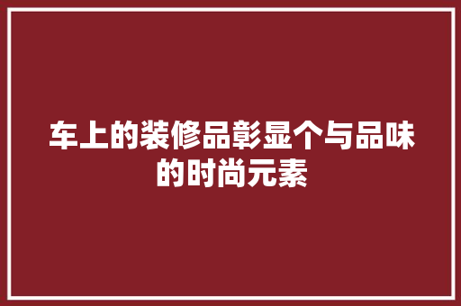 车上的装修品彰显个与品味的时尚元素