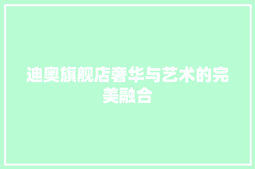 迪奥旗舰店奢华与艺术的完美融合