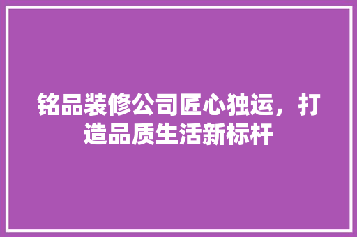 铭品装修公司匠心独运，打造品质生活新标杆 施工管理